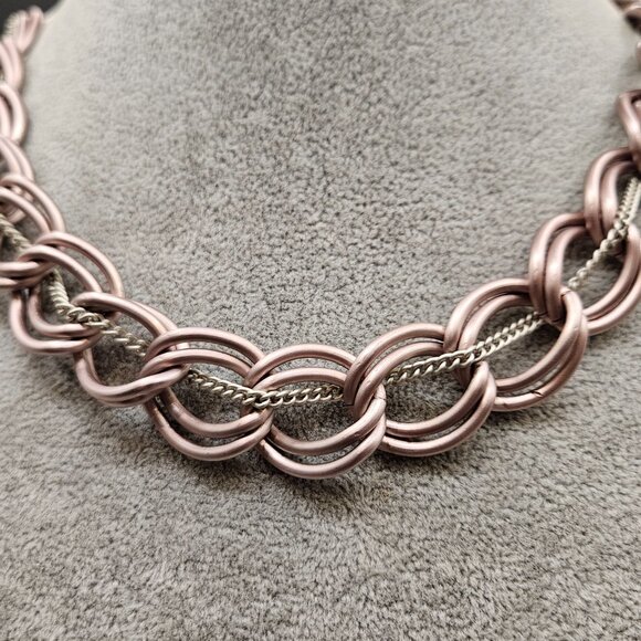 Sabika Rose Gold & Silver Chain Necklace - Picture 3 of 10